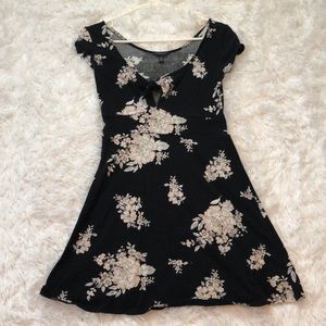 Aeropostale mini black floral dress with front tie